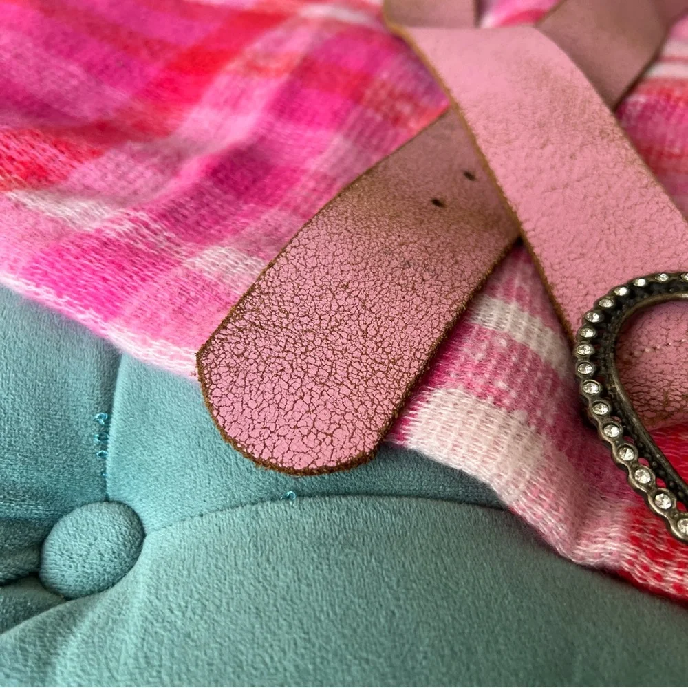 Pink genuine Leather Belt with sparkle buckle